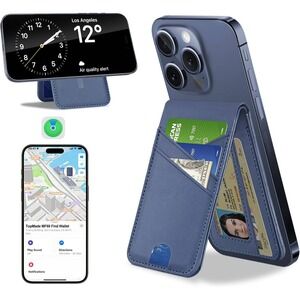 TopMade MF69 Find Wallet Blue Magnetic Card Holder Works with Apple Find My